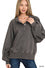 Acid wash fleece button up collared pullover