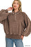 Acid wash fleece button up collared pullover