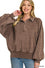 Acid wash fleece button up collared pullover