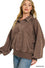 Acid wash fleece button up collared pullover