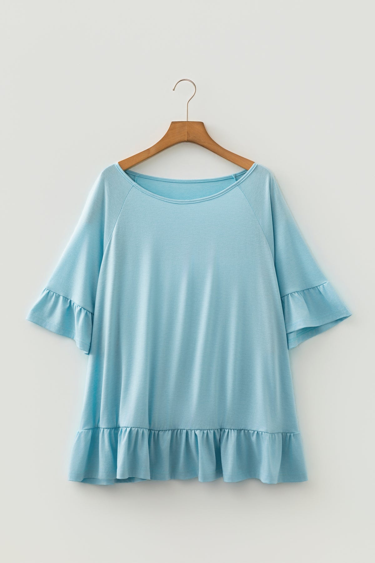 Ruffled Short Sleeve Plus Size Casual Blouse
