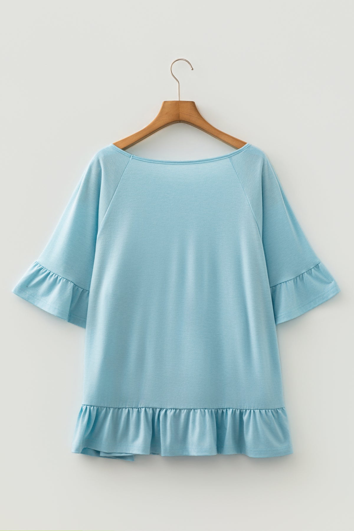 Ruffled Short Sleeve Plus Size Casual Blouse