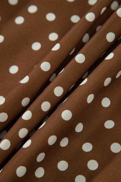 V Neck Polka Dot Long Sleeve Shift Plus Size Dress