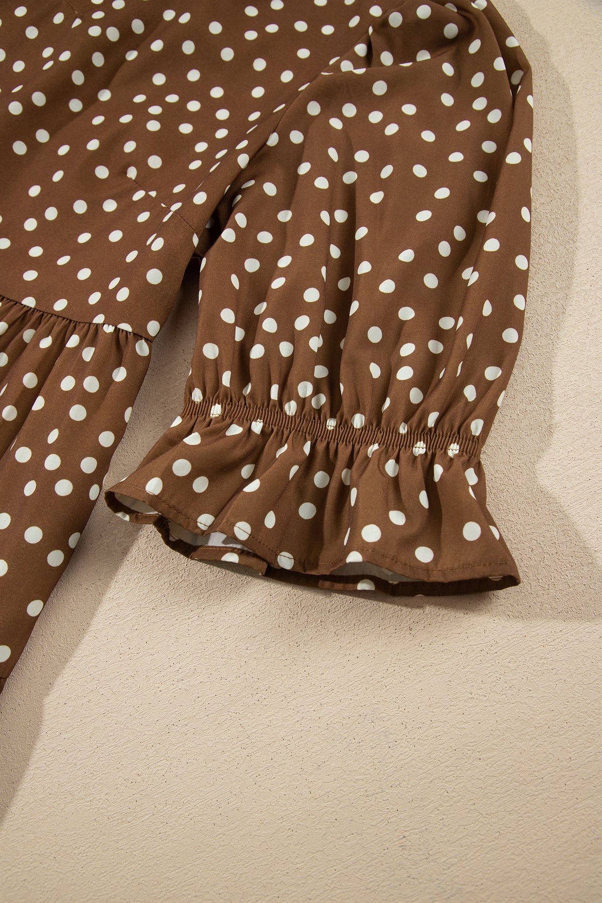 V Neck Polka Dot Long Sleeve Shift Plus Size Dress