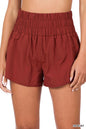 Windbreaker smocked waistband running shorts
