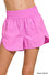 Womens Windbreaker smocked waistband running shorts