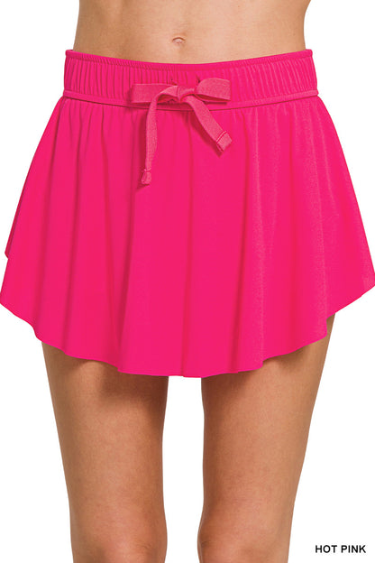 WOMENS RUFFLE HEM TENNIS SKIRT WITH HIDDEN INNER POCKETS
