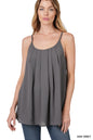 Woven wool dobby pleated spaghetti cami