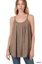 Woven wool dobby pleated spaghetti cami