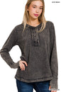 Womens Washed thumb hole cuffs long sleeve top