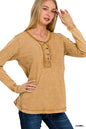 Womens Washed thumb hole cuffs long sleeve top