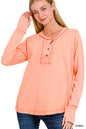 Womens Washed thumb hole cuffs long sleeve top