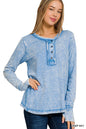 Womens Washed thumb hole cuffs long sleeve top