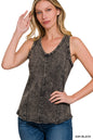 Crinkle washed f/terry raw edge top