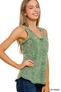Crinkle washed f/terry raw edge top