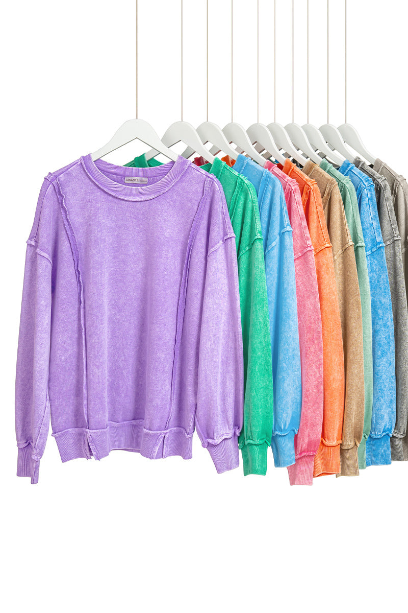 Halo snow washed f/terry exposed-seam sweatshirt