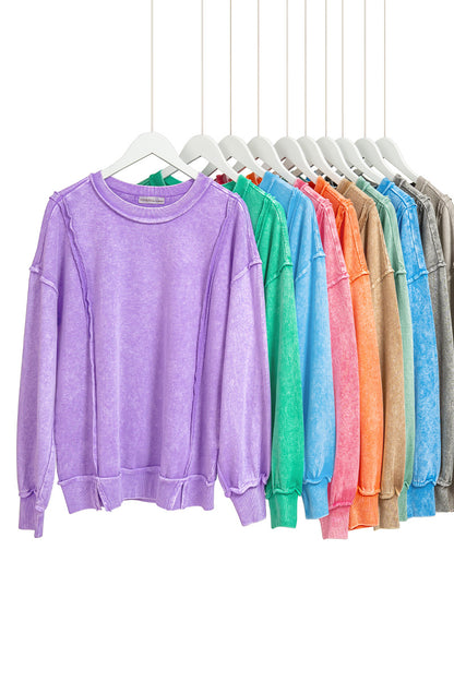 Halo snow washed f/terry exposed-seam sweatshirt