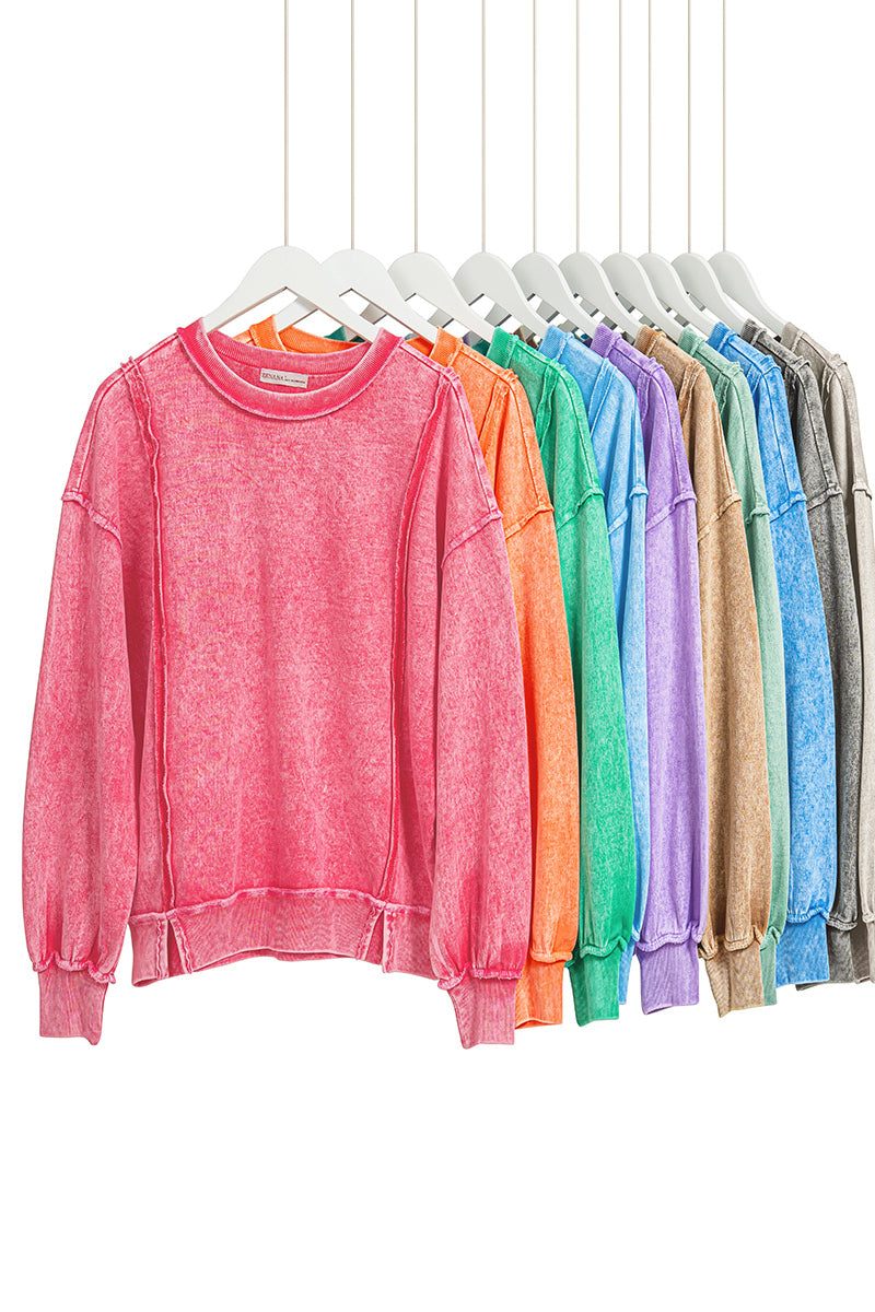 Halo snow washed f/terry exposed-seam sweatshirt