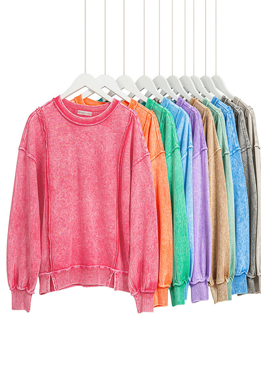 Halo snow washed f/terry exposed-seam sweatshirt