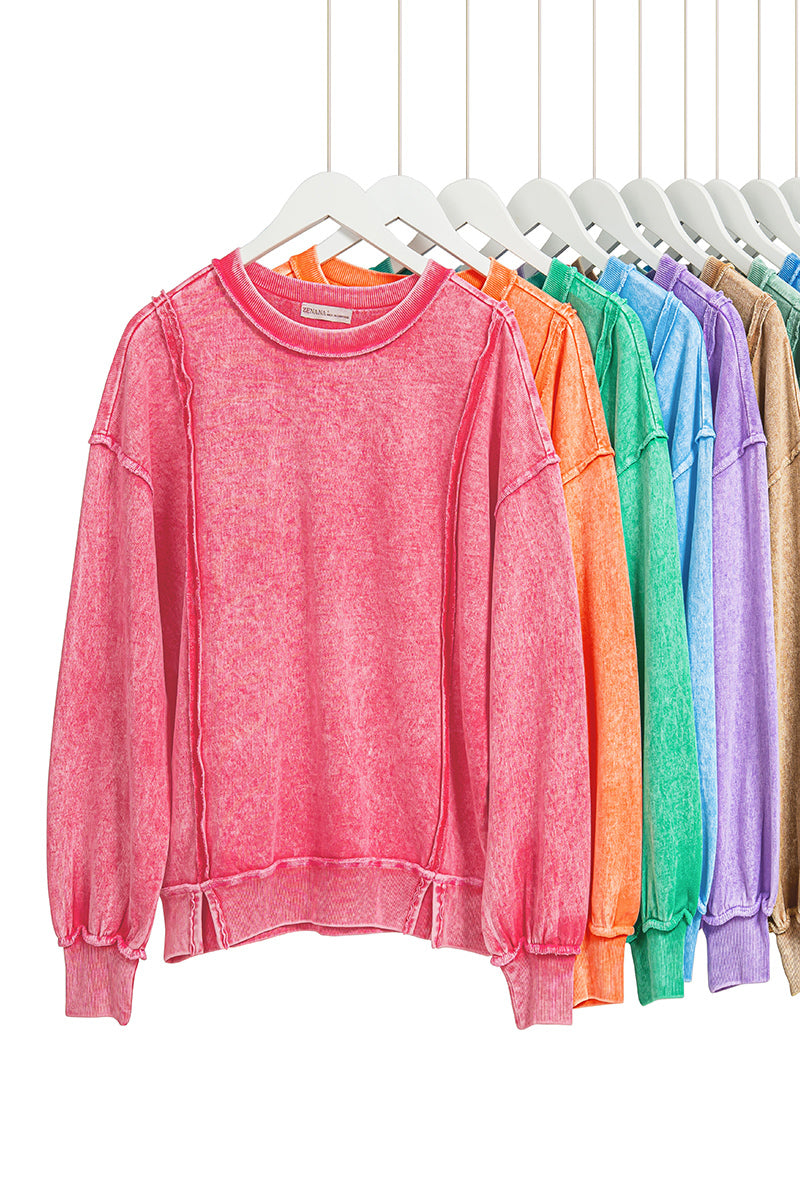 Halo snow washed f/terry exposed-seam sweatshirt