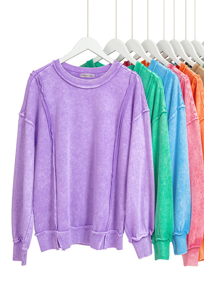 Halo snow washed f/terry exposed-seam sweatshirt