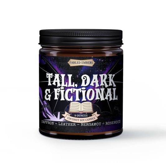 TALL DARK & FICTIONAL Book Candle in Amber Glass | Romance
