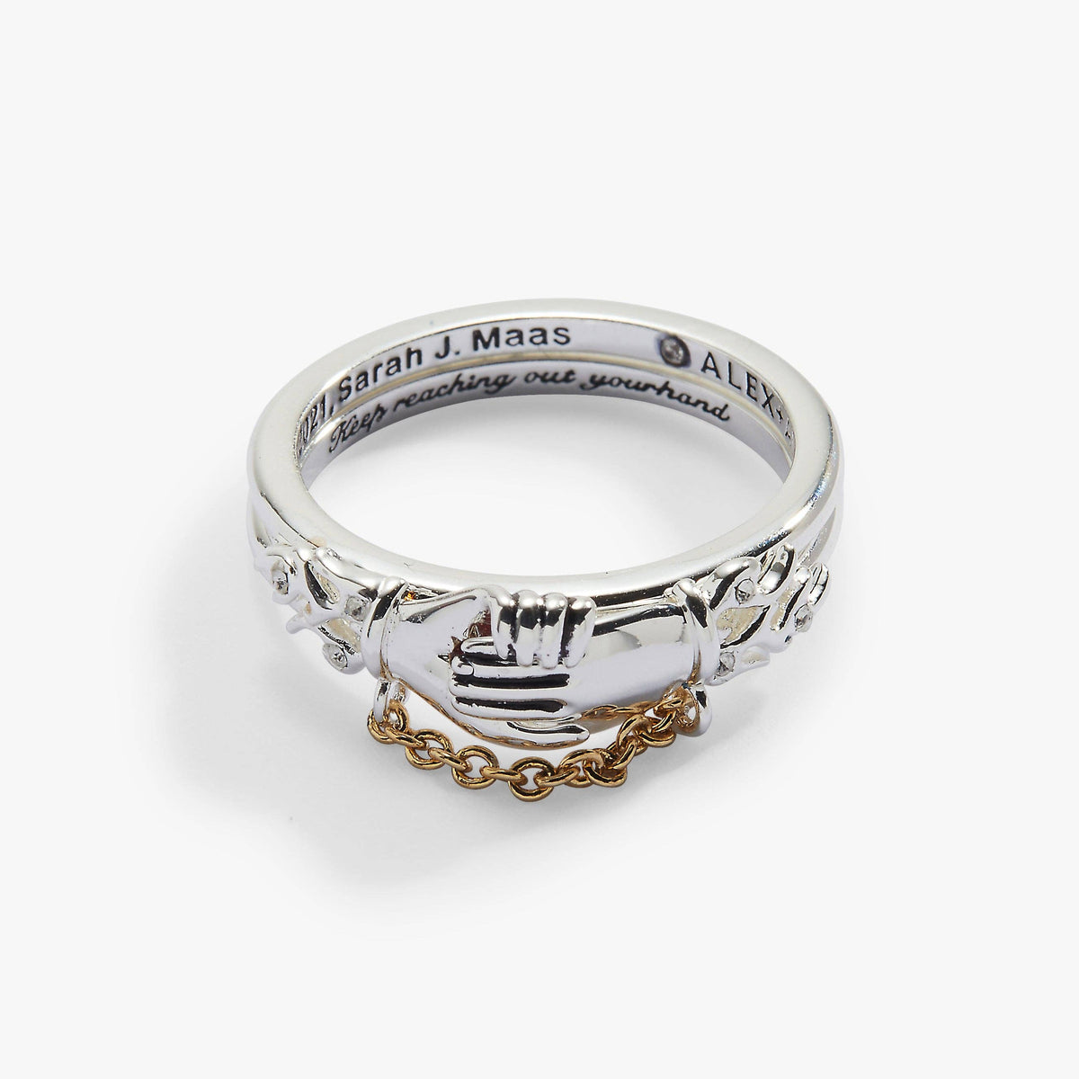 A Court of Thorns and Roses 'Keep Reaching Out Your Hand' Nesta & Cassian Ring Set of 2